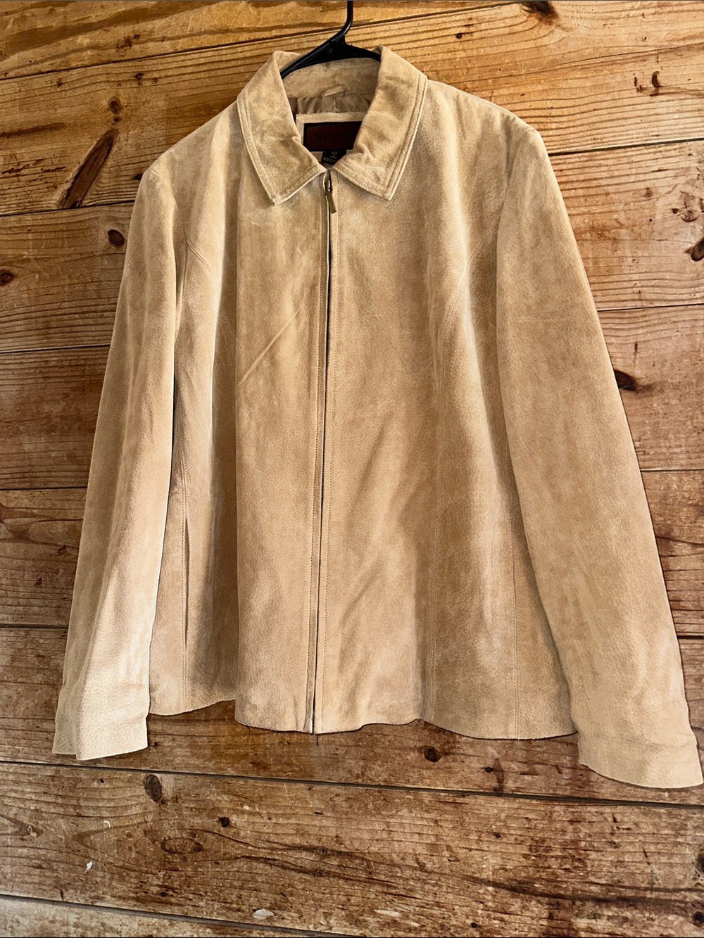 Sienna 100% Leather Beige Suede Zip-Front Jacket